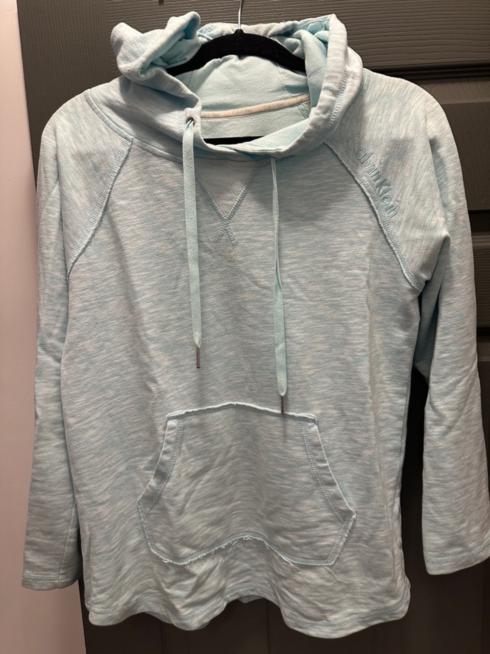 Calvin Klein Heathered Light Blue Drawstring Hoodie